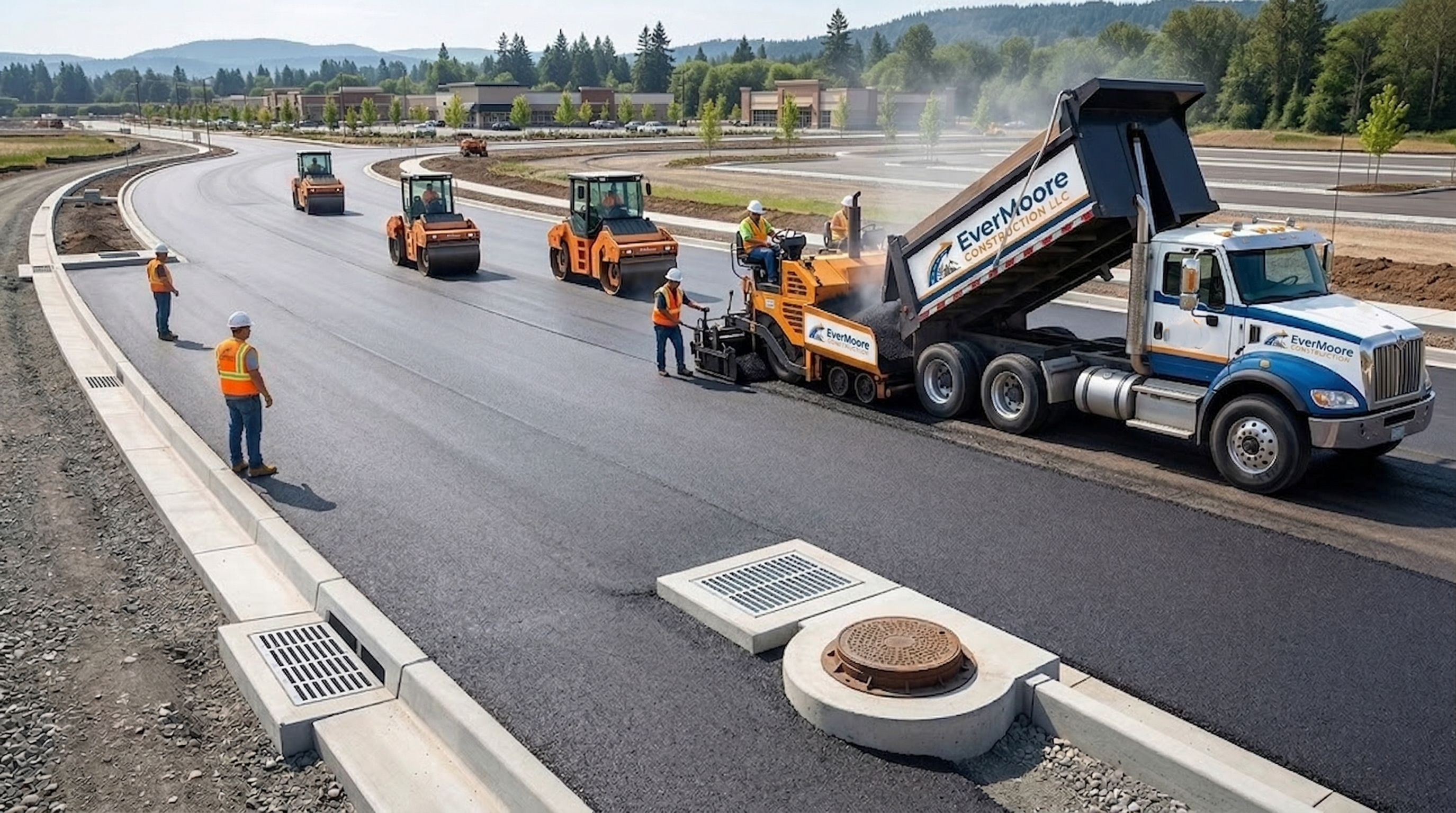 Asphalt paving and road construction